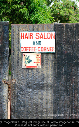Sign for Hair salon and Coffee corner